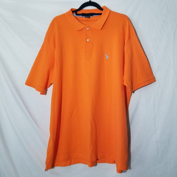 US Polo Assn Mens XXL 2X 100% Cotton Bright Orange Polo Short Sleeve Shirt Pony - Picture 1 of 15